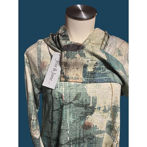 nwt JESS AND JANE EMERALD TUNIC OR DRESS SIZE MED COWL NECK FRONT POCKETS - Picture 9 of 16